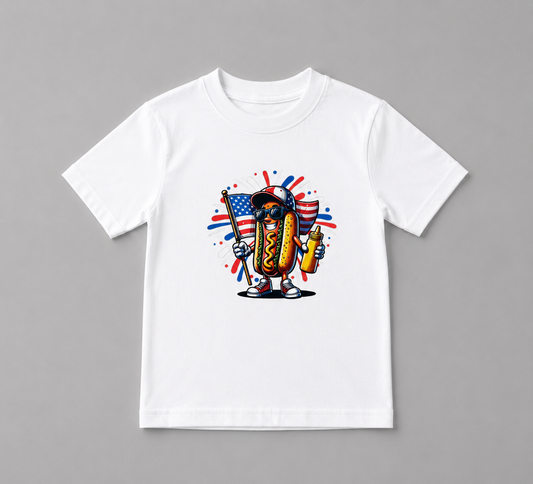Youth Hot Dog 4th Of July T-shirt